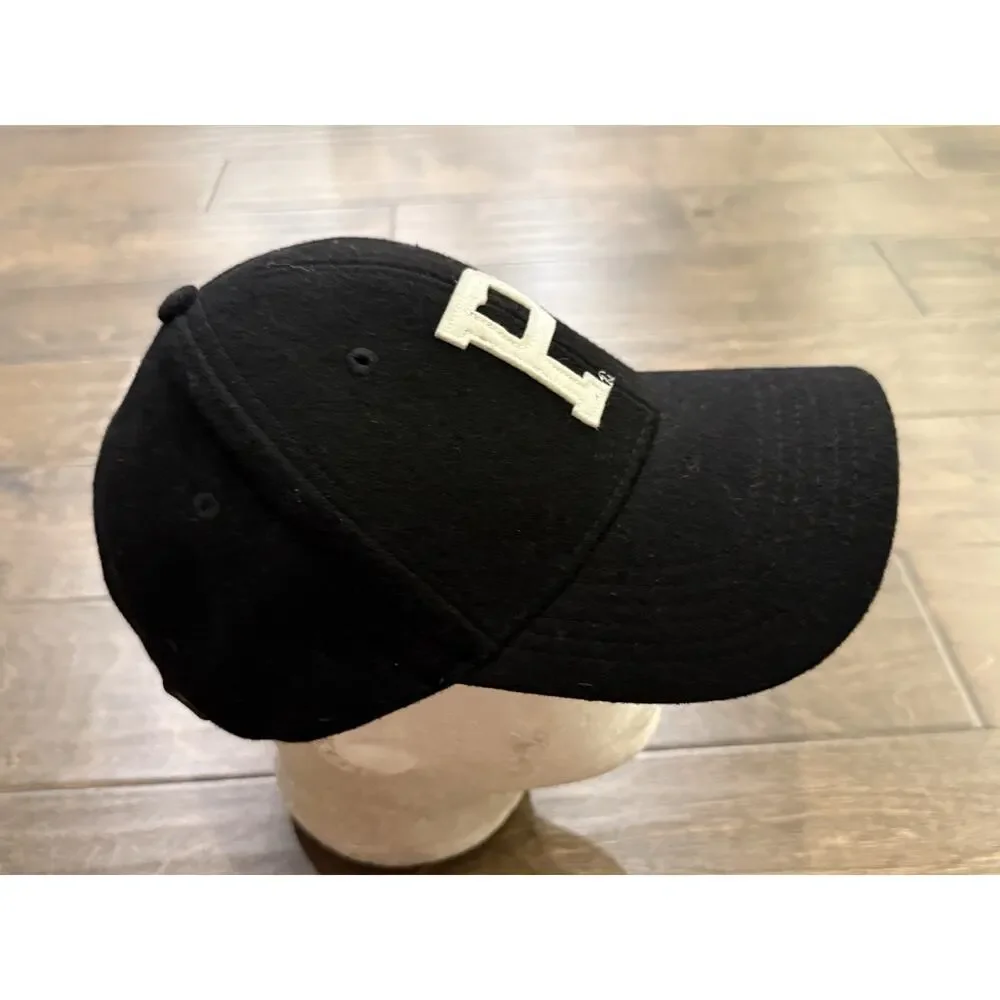 Portland Gear Mens Black “P” Oregon Map Wool Blend Leather Strapback Hat Cap